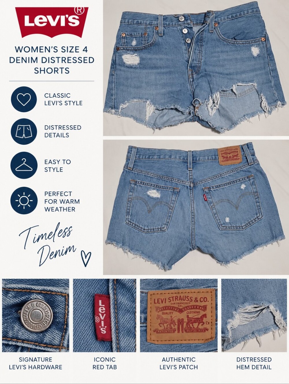 Levi Women's size 4 denim distressed shorts #31